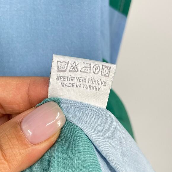 Haremlique a la Mer | Oblique Blue Green Evil Eye Striped Kaftan Maxi Coverup M - Picture 14 of 14